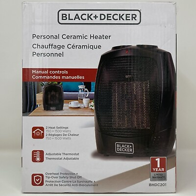 #ad BlackDecker 1500 Watt Electric Personal Ceramic Space Heater BHDC201 New $36.95