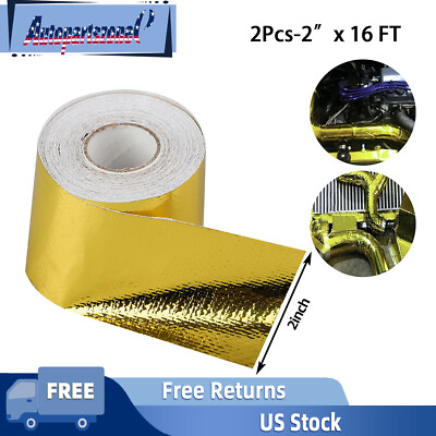 #ad 2x 16quot;Roll Self Adhesive Reflective Gold High Temperature Heat Shield Wrap Tape $12.33