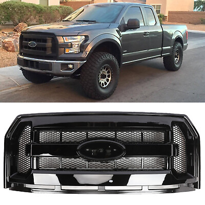 #ad For 2015 2016 2017 F 150 Front Upper Grille Grill Gloss Black $81.81