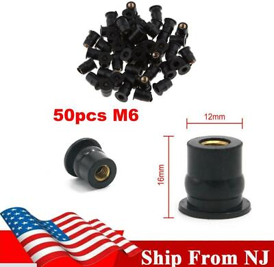 #ad 50pcs M6 Motorcycle Rubber Well Nuts Windscreen Windshield Fairing Cowl Fastener $12.86