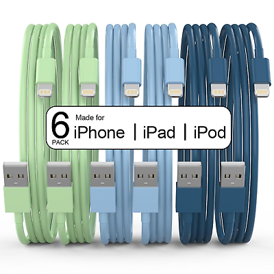 #ad 6Pack Apple Mfi Certified Iphone Charger 3 3 6 6 6 9 FT Lightning Cable USB $45.17