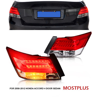 #ad Set of 2 Red LED Rear Brake Tail Lights for Honda Accord 2008 2012 4 Door Sedan $127.99