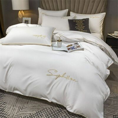 #ad Bedding Set Luxury Embroidery Duvet Cover Set with Flat Sheet Durable BeddingSet $96.18