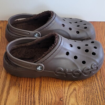 #ad Crocs Baya Fleece Lined Clogs Brown Dual Comfort Mens 10 Womens 12 Shoes $29.99
