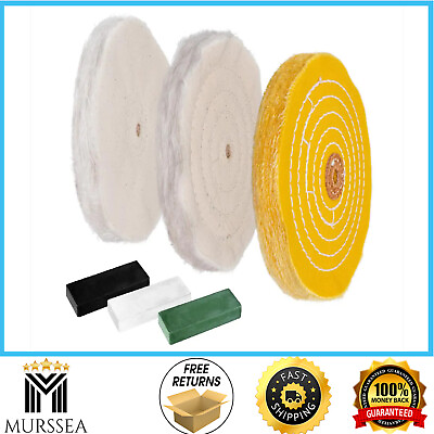#ad Buffing Wheel And Polishing Compound Kit Complete For Bench Grinder 6 Inch 3 PCS $21.24