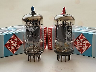 #ad Telefunken ECC83 Matched Pair Colored Tips Smooth Plates Berlin 1964 65 NOS $738.00
