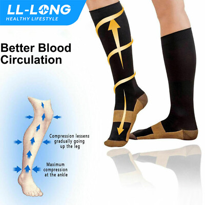 #ad 5 Pairs Compression Socks Copper Fit Knee High 20 30mmHg Energy Support Recover $11.95