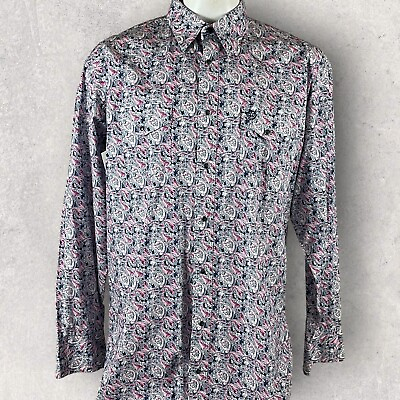 #ad George Straight Shirt Men 2XLT Pearl Snap Pink Paisley Western Rodeo Cowboy E27 $26.05