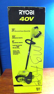 #ad RYOBI RY408130 40V 12 in. Single Stage Cordless Electric Snow Shovel Kit $224.99