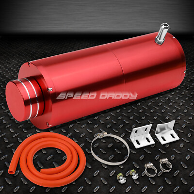 #ad 8.5quot;X3quot; 3 8quot; HOSE ALUMINUM COOLANT RECOVERY OVERFLOW RESERVOIR TANK CAN RED $22.09