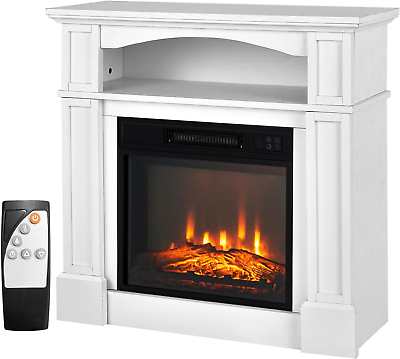 #ad #ad 32 Inch Electric Fireplace with Mantel 1400W Adjustable Freestanding Heater wit $330.99