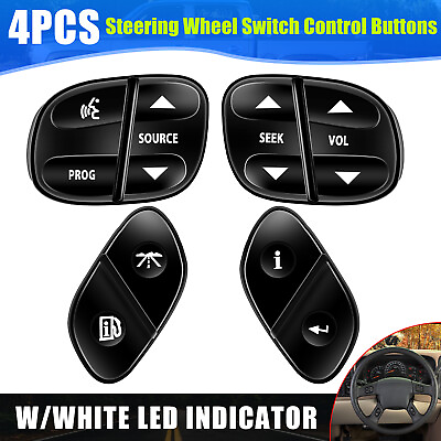 #ad 4Pcs Steering Wheel Switch Control Buttons for Chevy Silverado Chevrolet Sierra $20.48