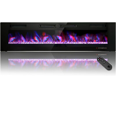 #ad 72 Inches Ultra Thin Electric Fireplace Wall Mounted amp; Recessed Fireplace Heater $349.99