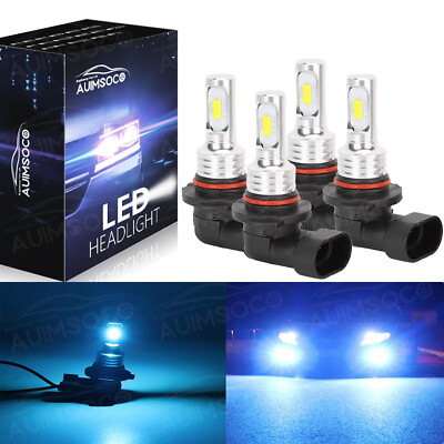 #ad 4PCS 9005 9006 LED Combo Headlight Kit Bulbs Ice Blue 8000K COB High amp; Low Beam $24.99