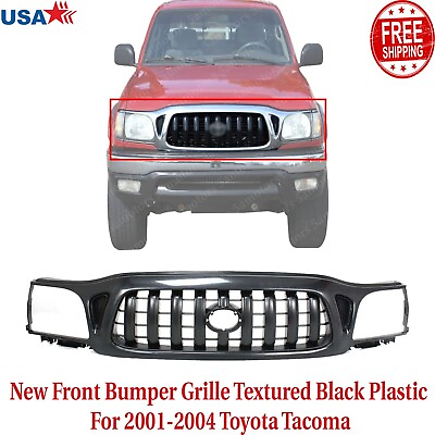 #ad New Front Bumper Grille Textured Black Plastic For 2001 2004 Toyota Tacoma $116.60