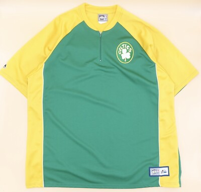 #ad Size 2XL Vintage Boston Celtics Hardwood Classics Warm Up Jersey Green Yellow $69.99