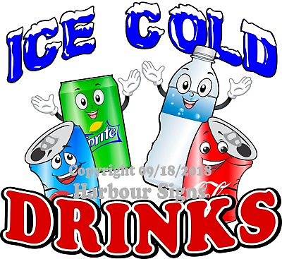 #ad Ice Cold Drinks DECAL CHOOSE YOUR SIZE Water Soda Truck Concession Sticker $113.99