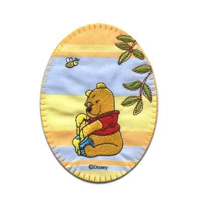 #ad Disney Winnie The Pooh Iron On Patch: Oval Stripe Winnie w Honey Bee Flying New $6.00