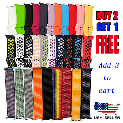 #ad Nylon Silicone Sport Band Strap for Apple Watch Series 9 8 7 6 5 4 32 SE 38 49mm $0.99