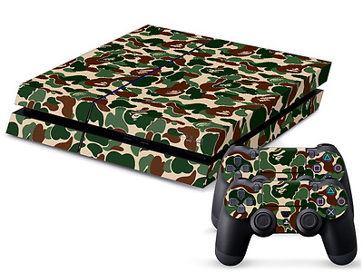 #ad Sony PS4 PLAYSTATION 4 Skin Design Sticker Protector Set Camouflage Motif $20.25