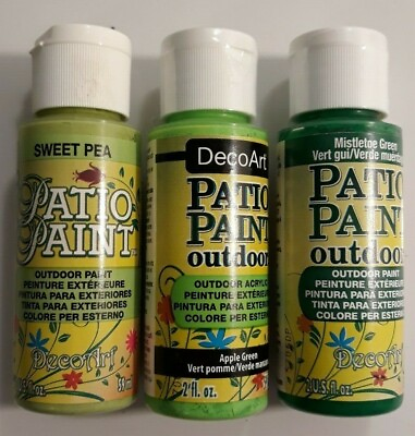 #ad Lot of 3 DecoArt Patio Paint Outdoor Acrylic Paint 2 New 1 Almost Full Green $10.95