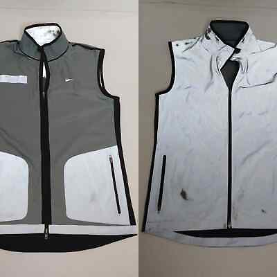 #ad Nike Flash Vest Running Shield Reversible Reflective Black Gray 531392 070 M $58.00