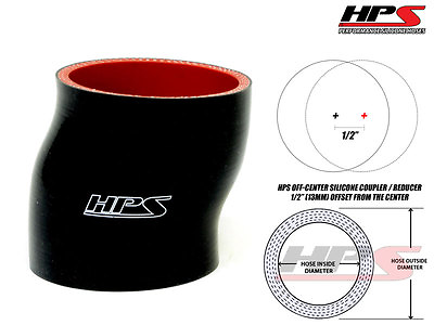 #ad HPS 2.5quot; 63mm 4 Ply Silicone Intercooler Turbo Pipe Offset Coupler Hose BLACK $28.86
