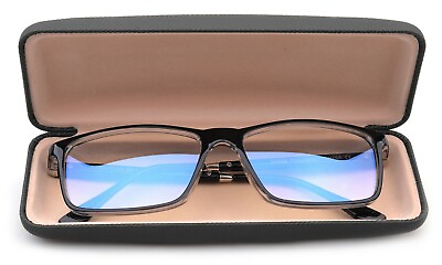 #ad Blue Ray Blocking Reading Glasses for Men Large Rectangular Frame w Hard case $12.99