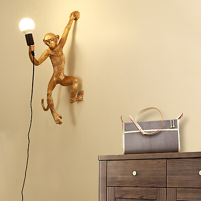 #ad Wall Lamp Resin Monkey Rope Pendant Light Industrial Table Lamp Wall Light Gold $59.85