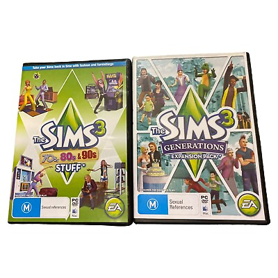 #ad The Sims 3 x 2 PC Games Lot Bundle Expansion Pack amp; 70’s 80’s 90’s Stuff AU $26.98