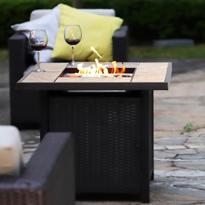 #ad BALI OUTDOORS 32quot; Outdoor Gas Fire Pit Propane Fire Table with glass 50000BTU $209.99