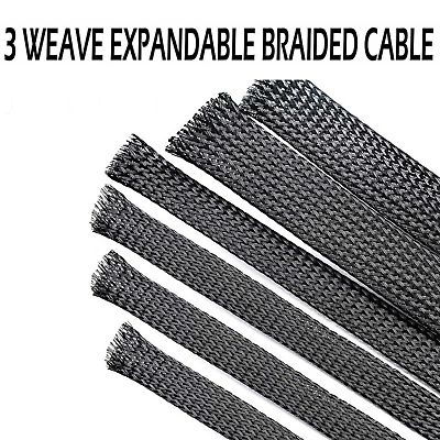 #ad Expandable Braided Sleeving PET Flexible Sleeve Cable Harness Organized Anti rub $10.95