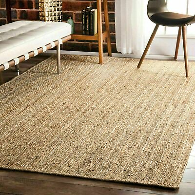 #ad Rug Runner 100% Natural Jute Braided Style Carpet Rustic look Living Area Rug $213.29