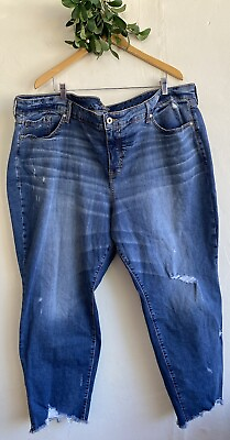 #ad Torrid Denim Blue Jeans Boyfriend Straight Vintage 28R x 29quot; Stretch Distressed $20.99