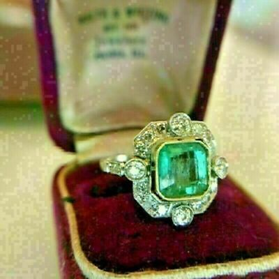 #ad 2Ct VS1 Lab Created Emerald Green Emerald Unique Halo Ring 14K White Gold Plated $111.99