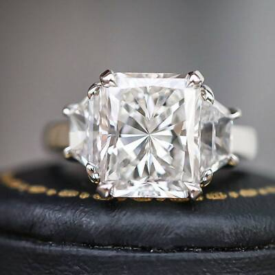 #ad Radiant Cut 14k White Gold Engagement 3 Stone Ring 3.90 CT Colorless Moissanite $318.67