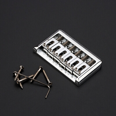 #ad 6 String Fixed Hardtail Bridge for Strat Tele Electric Guitar Replacement Chrome $19.84