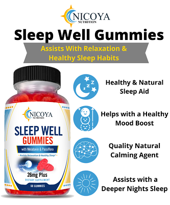#ad Natural Sleep Aid Gummies Calming Deeper Restful Sleep with Melatonin 26mg $12.50