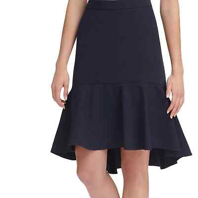 #ad Tommy Hilfiger Skirt Women#x27;s 0 Navy Ruffle Hi Low Suit Separates Lined Side Zip $32.00