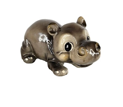 #ad Vintage Hippo Figurine Ceramic Cartoon Hippopotamus $18.00