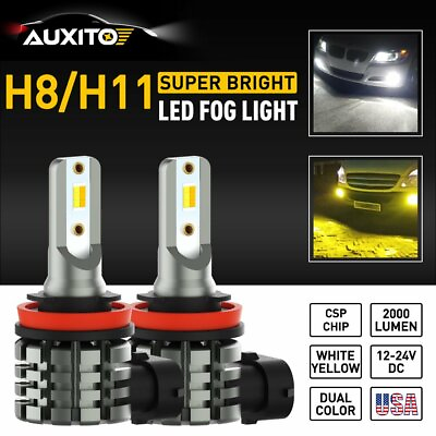 #ad AUXITO H8 H11 Dual Color Switchback White Yellow LED DRL Fog Light Bulbs 4000LM $23.99