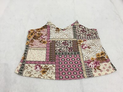#ad #ad Maurices Tank Top Plus Size 2X White Beige Pink Paisley Spaghetti Strap V Neck $12.99
