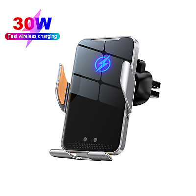 #ad 30W Wireless Fast Charging Car Charger Mount 2 in 1 Holder Stand For Cell Phone $18.99