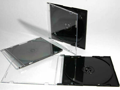 #ad 5.2mm Slim CD Jewel Case Single Black Clear Tray Wholesale Lot $12.99