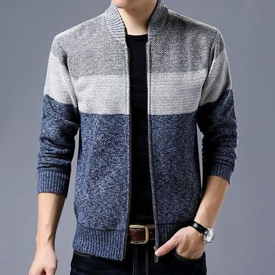 #ad winter men#x27;s cardigan single breasted knitted sweater stand collar jacket $39.87