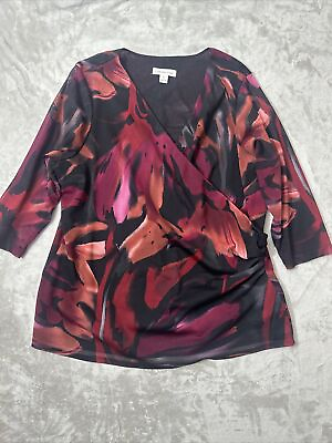 #ad Women’s Cold Water Creek Wrap Blouse Multicolored Plus Size 2X 20W 22W $23.99