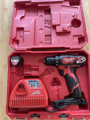 #ad Milwaukee 2407 22 M12 12 Volt Lithium Ion 3 8 in. Cordless Drill Kitpreowned $98.00