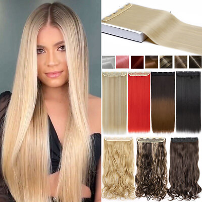 #ad One Piece THICK Real Natural Clip in Hair Extensions Half Full Head as Human US $16.16