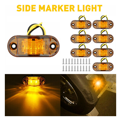 #ad 10pcs Marker Lights 2.5quot; Amber LED Truck Trailer Oval Clearance Side Light Lamp $12.99
