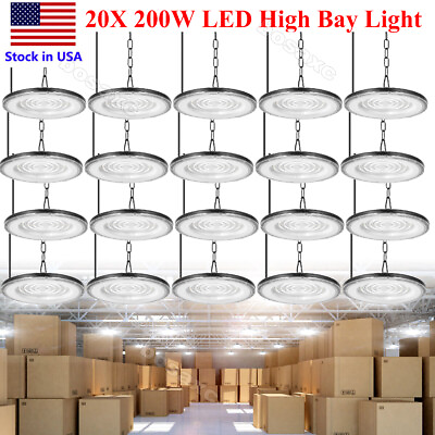 #ad 20 Pack 200W UFO Led High Bay Lights Commercial Warehouse Factory Light Fixture $355.99